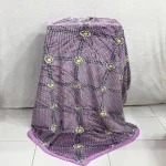 پتو دو نفره مخمل سوزنی طرح دار لب دار