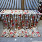 پتو تک نفره ابریشمی طرح گلدار دار لب دار - تصویر 8
